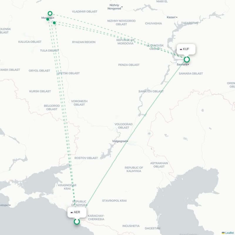 AER - KUF route map