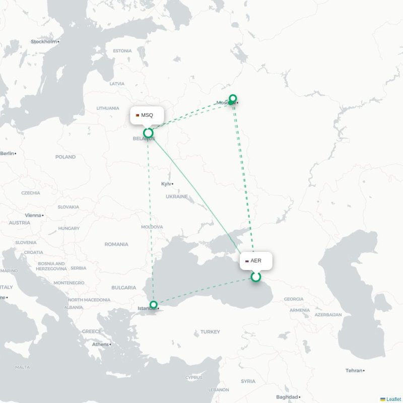 AER - MSQ route map