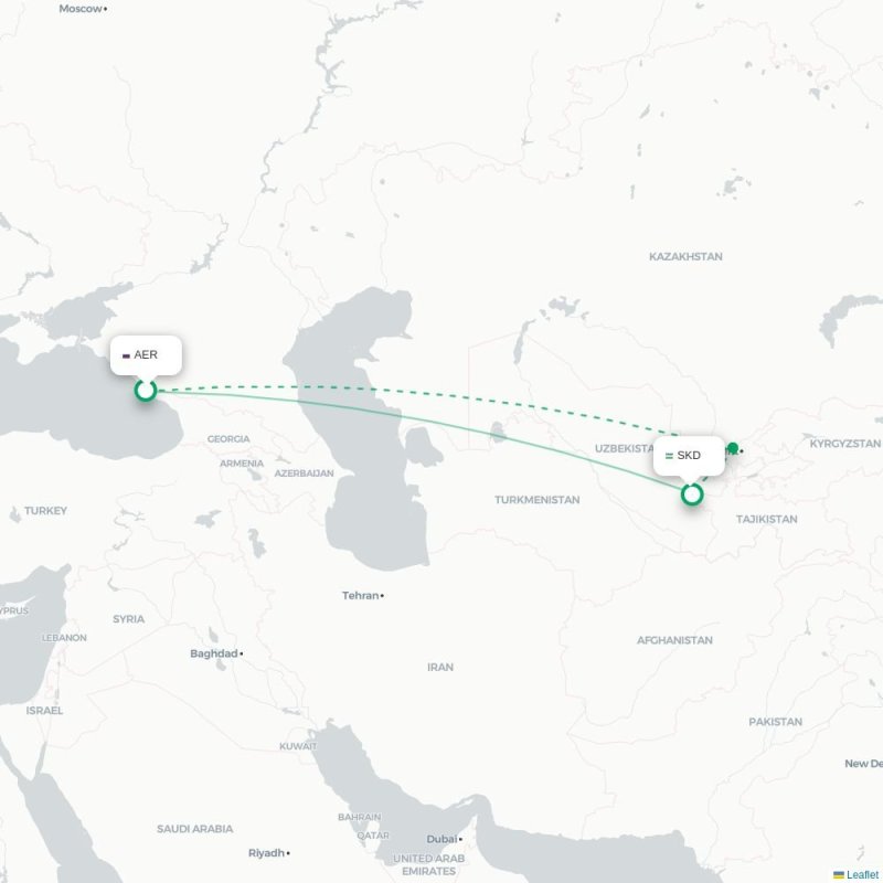 AER - SKD route map