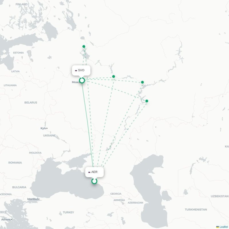 AER - SVO route map