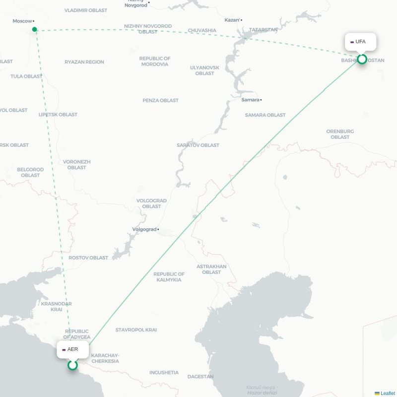 AER - UFA route map