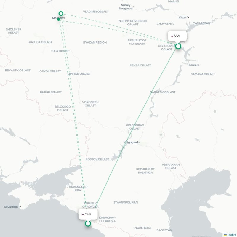 AER - ULV route map
