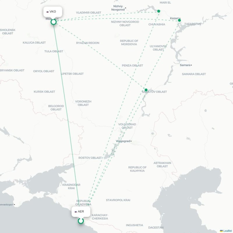 AER - VKO route map