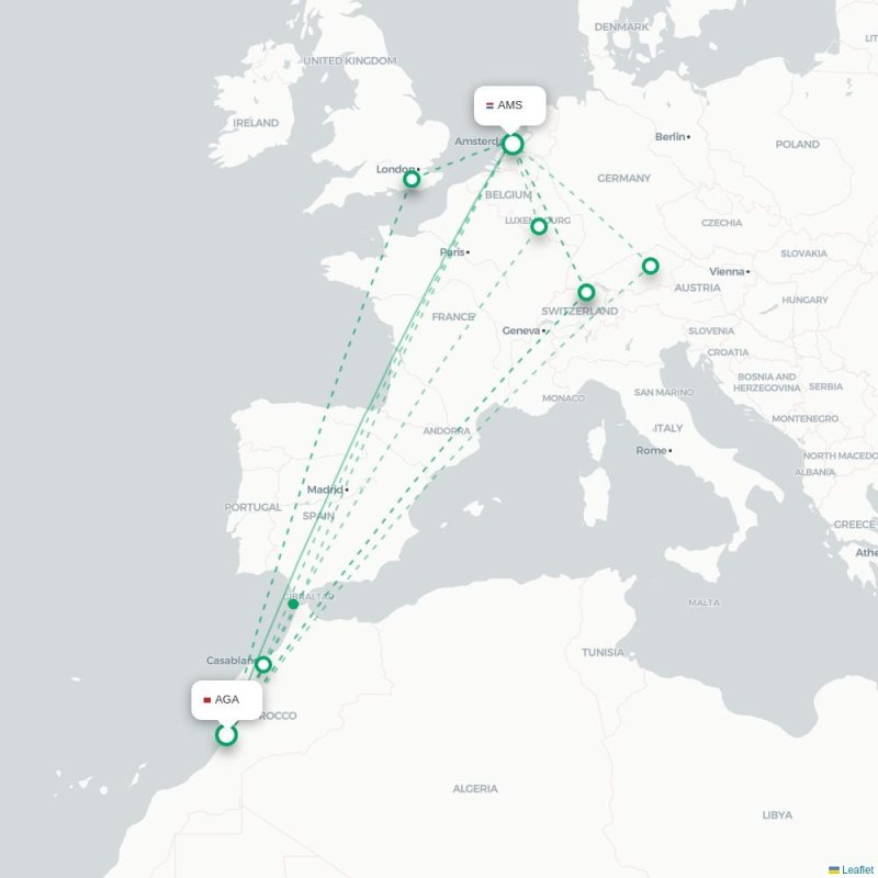 AGA - AMS route map