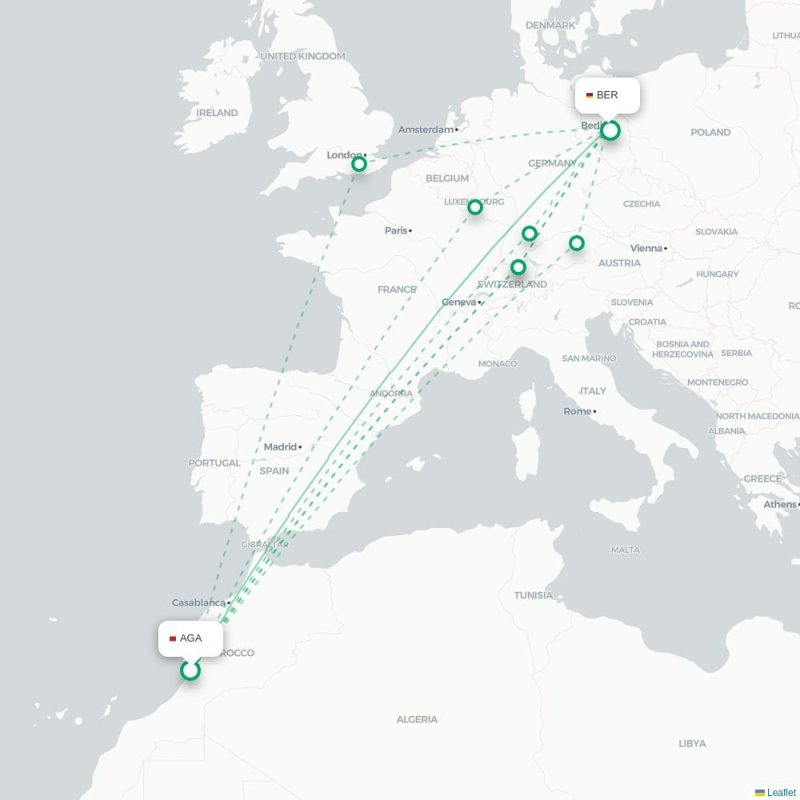 AGA - BER route map