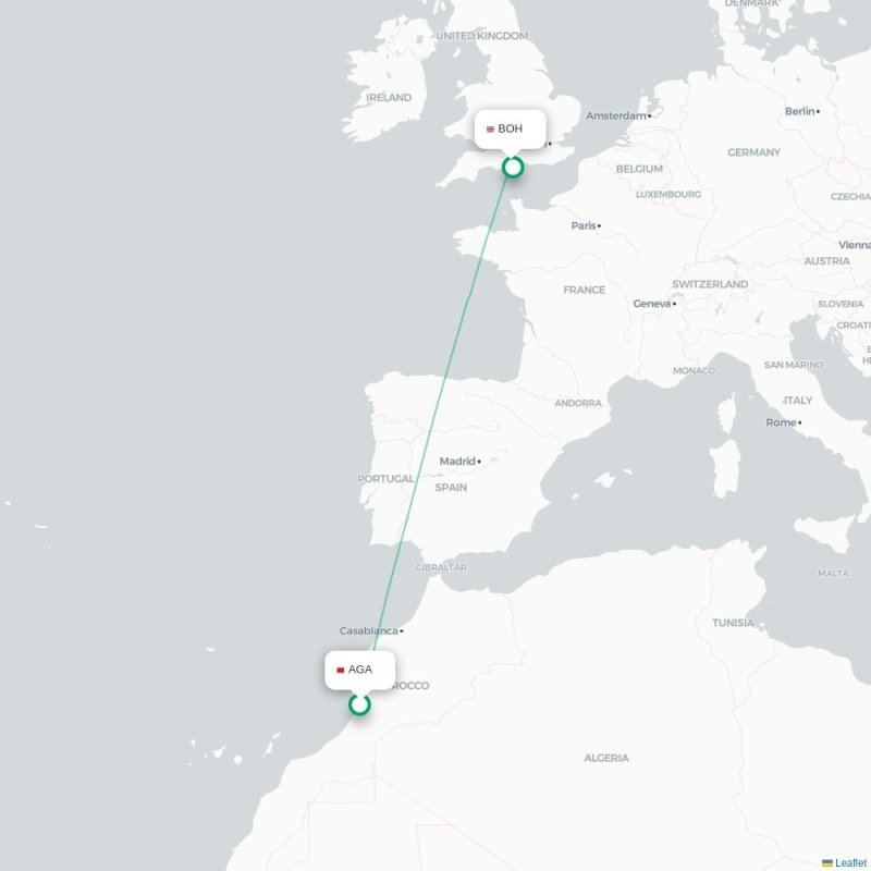 AGA - BOH route map