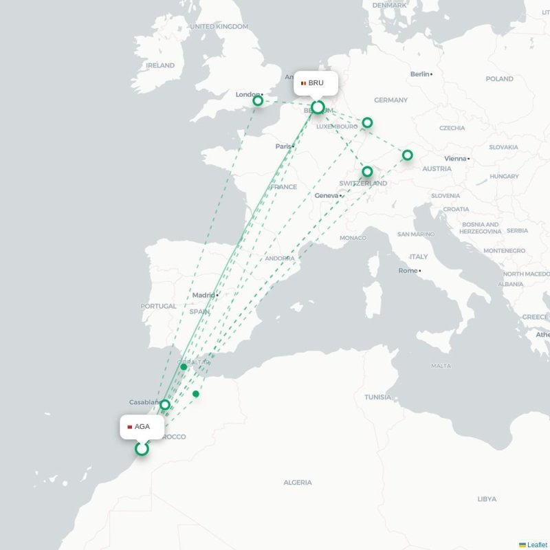 AGA - BRU route map