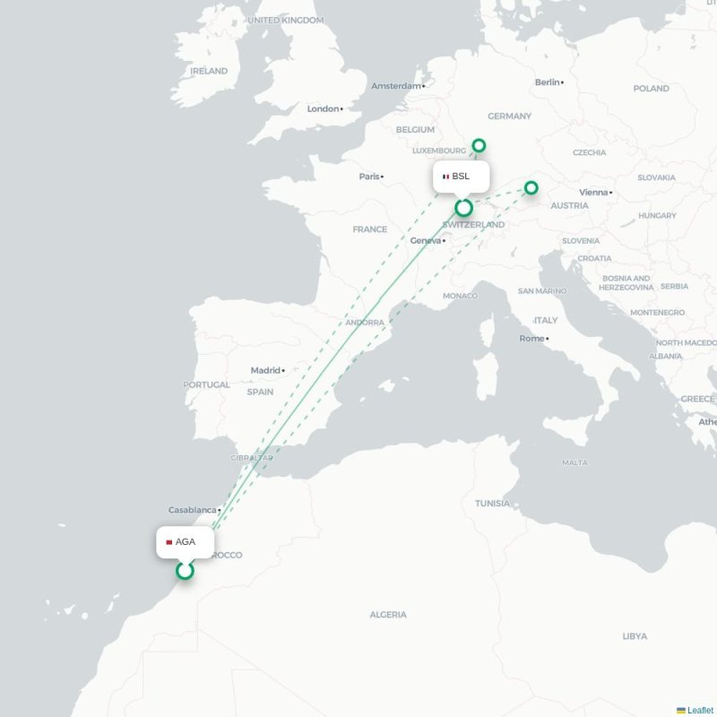 AGA - BSL route map