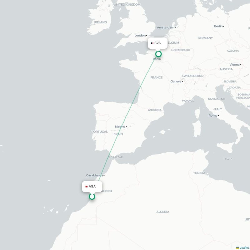 AGA - BVA route map