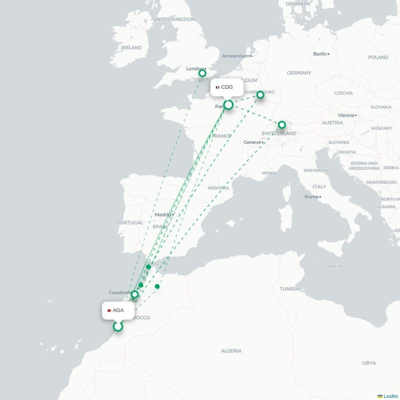 AGA - CDG route map