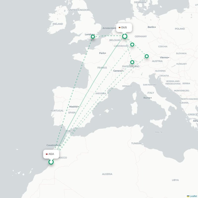 AGA - DUS route map