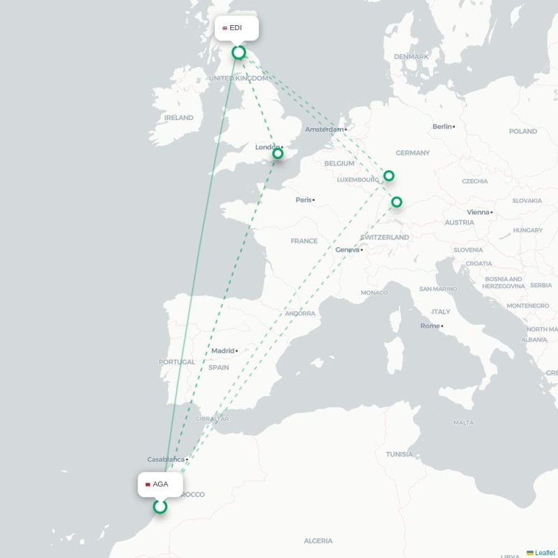 AGA - EDI route map