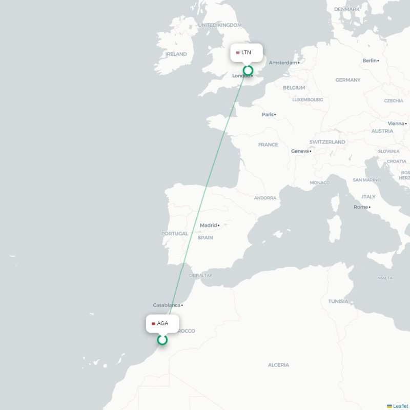 AGA - LTN route map