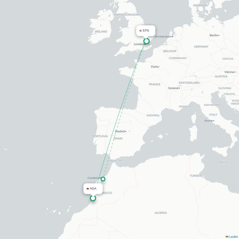 AGA - STN route map