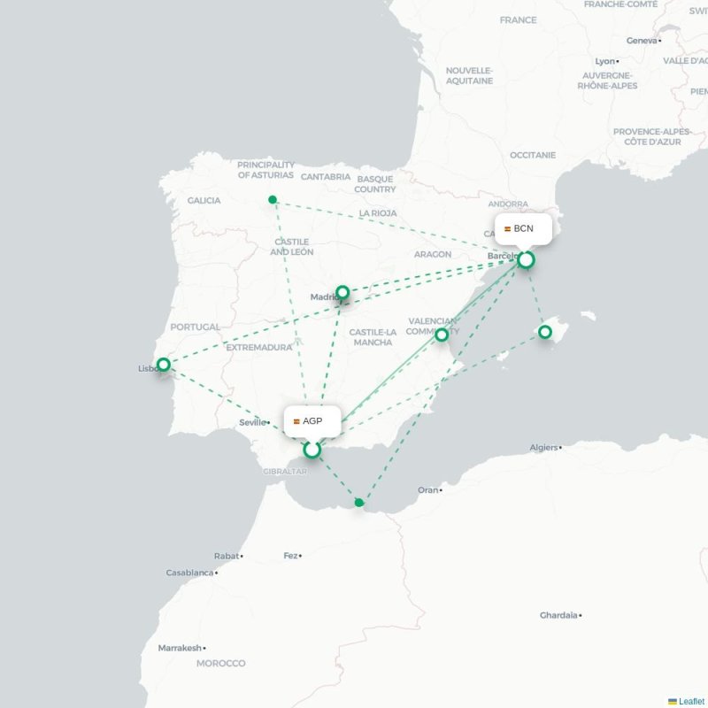 AGP - BCN route map