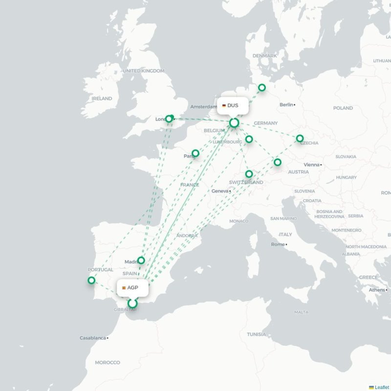 AGP - DUS route map