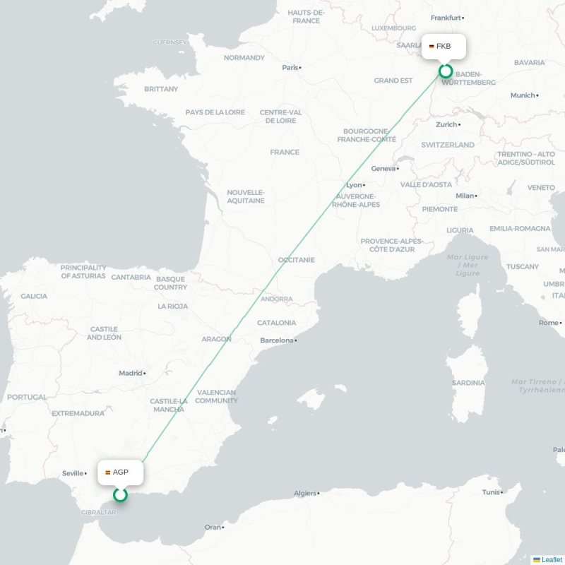 AGP - FKB route map