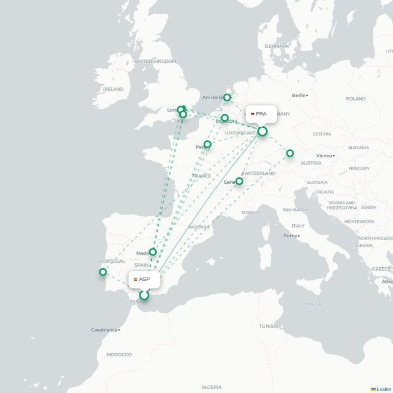 AGP - FRA route map
