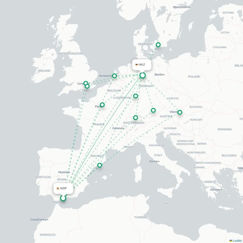AGP - HAJ route map