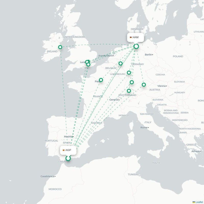 AGP - HAM route map