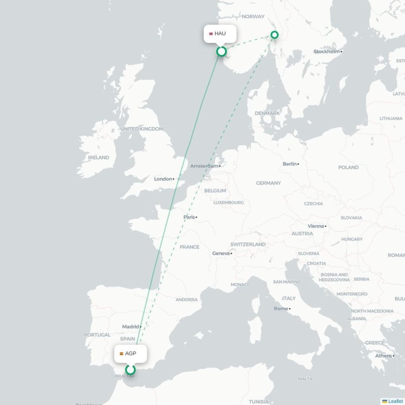 AGP - HAU route map