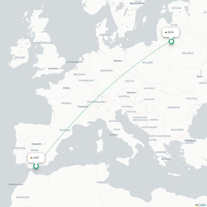 AGP - KUN route map