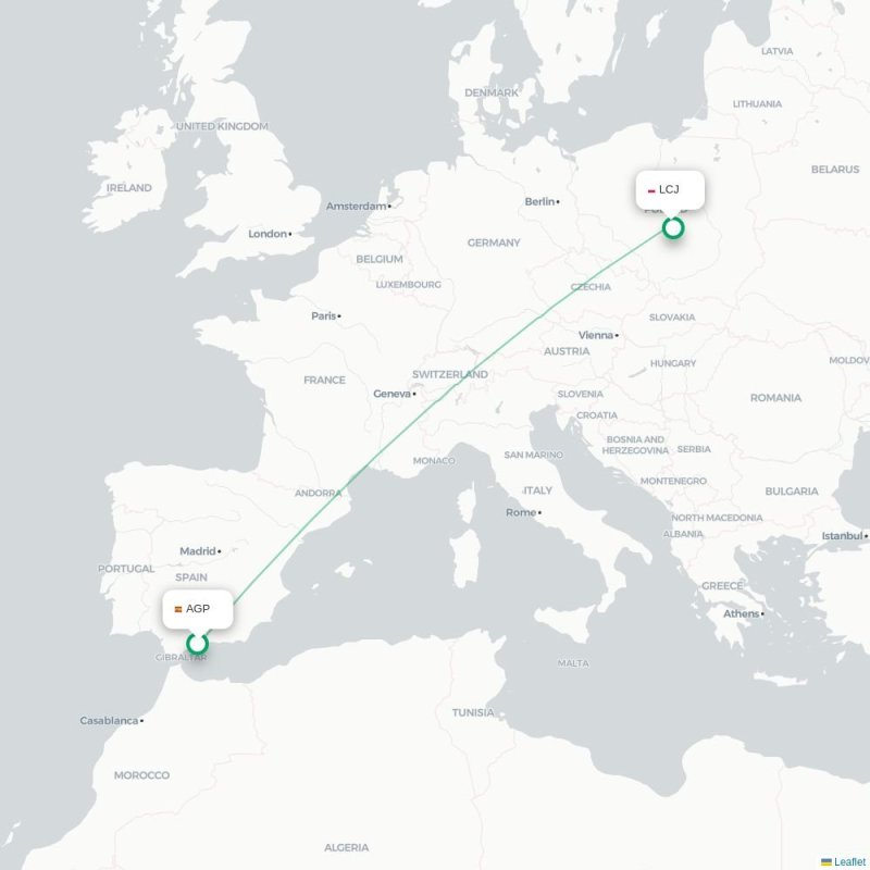 AGP - LCJ route map