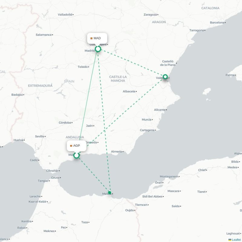 AGP - MAD route map