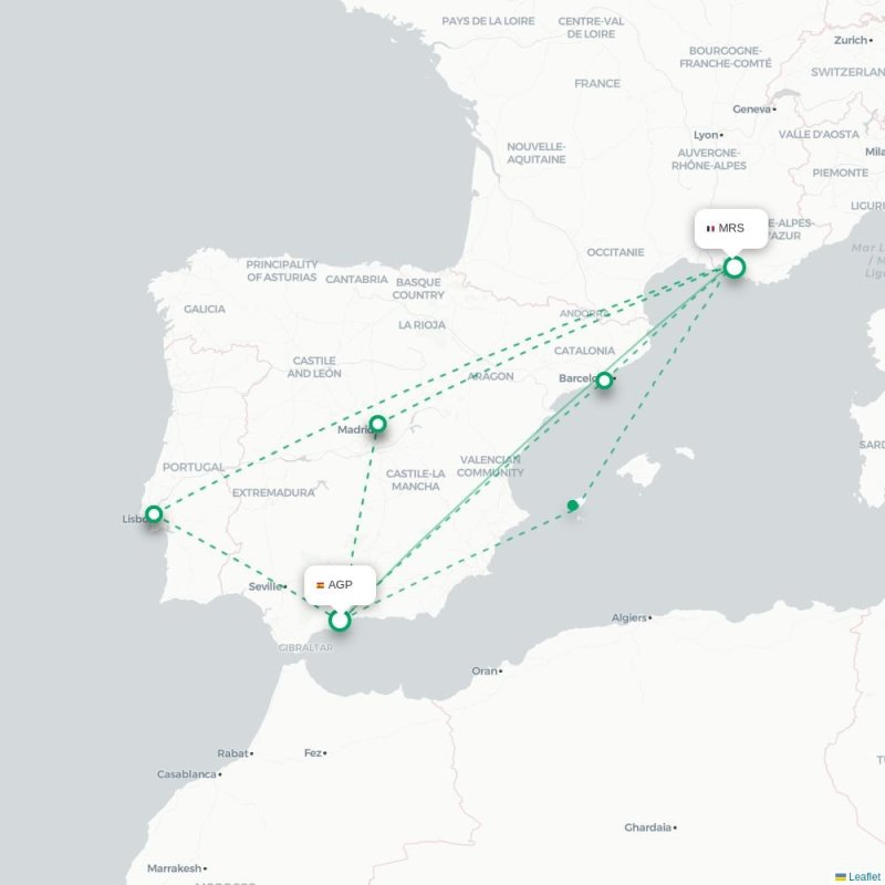 AGP - MRS route map