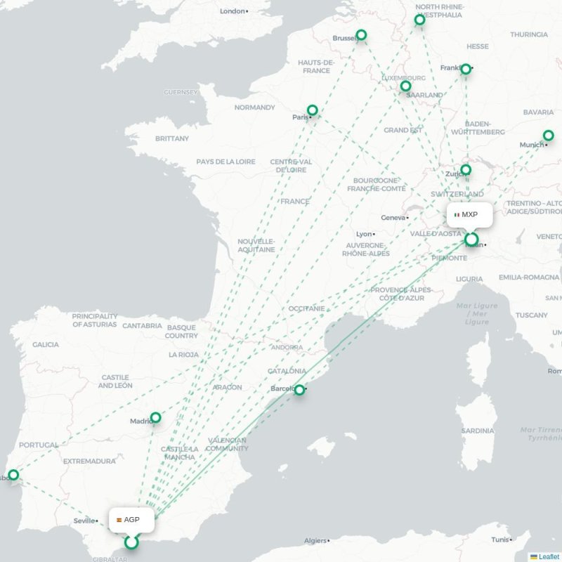 AGP - MXP route map
