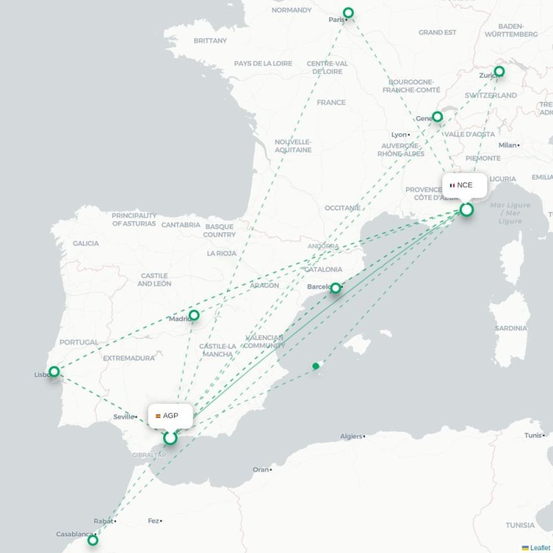 AGP - NCE route map
