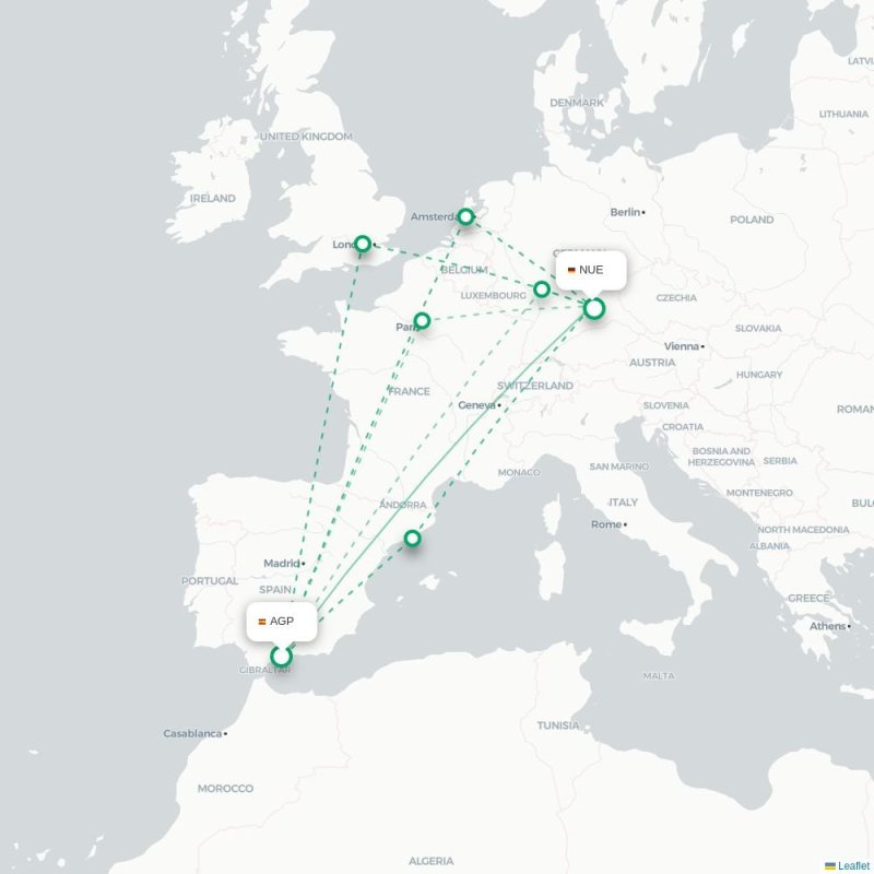 AGP - NUE route map