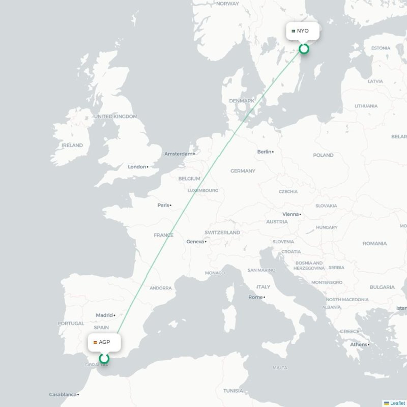 AGP - NYO route map