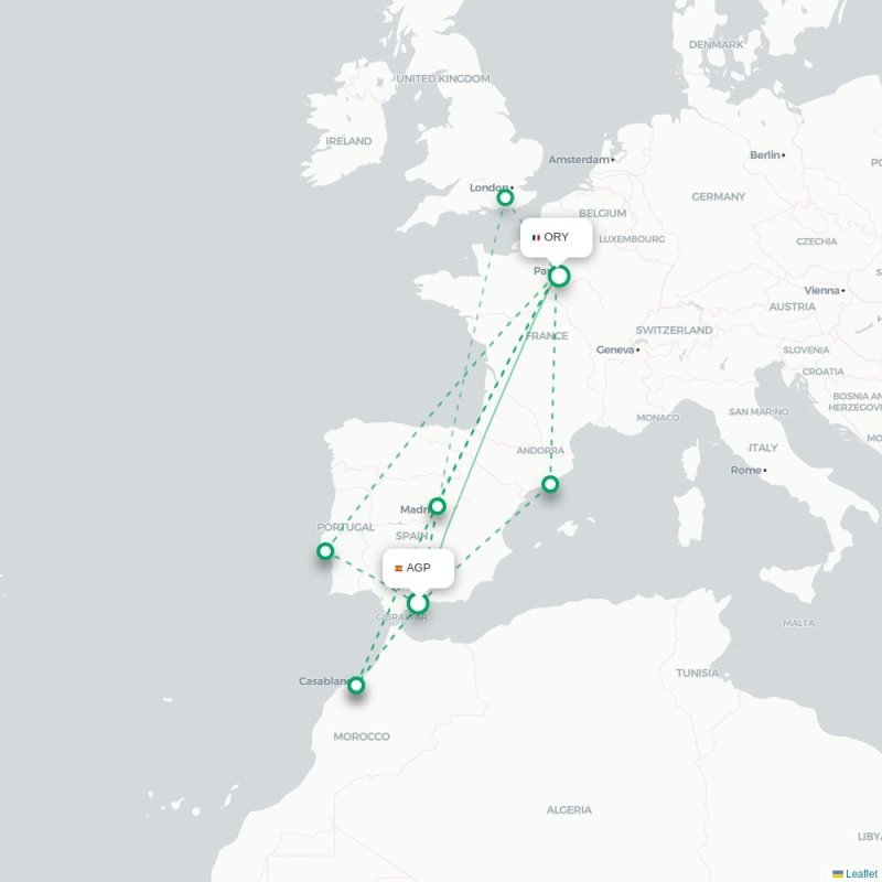 AGP - ORY route map