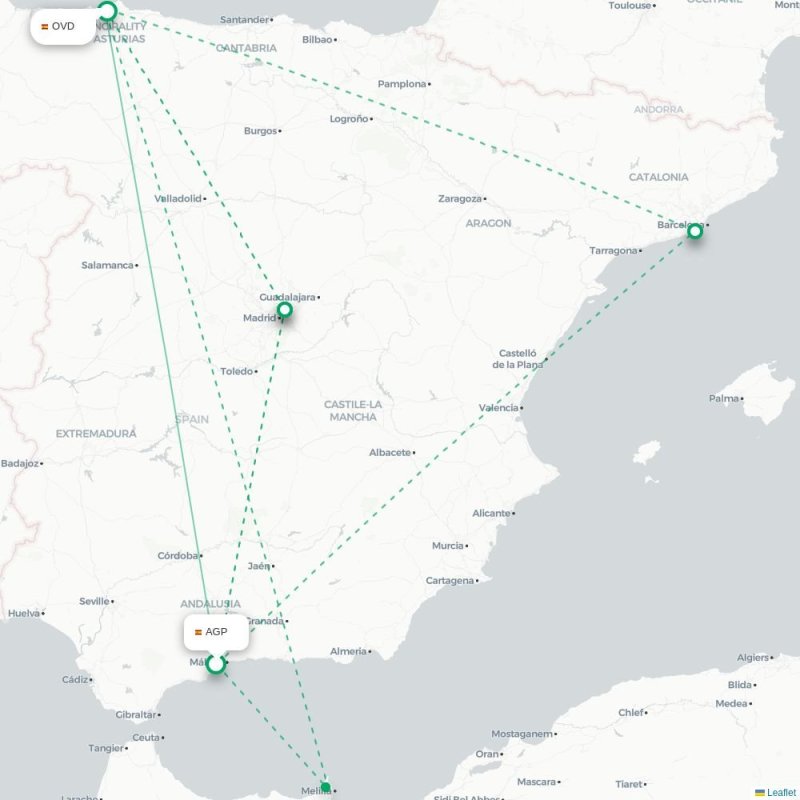 AGP - OVD route map