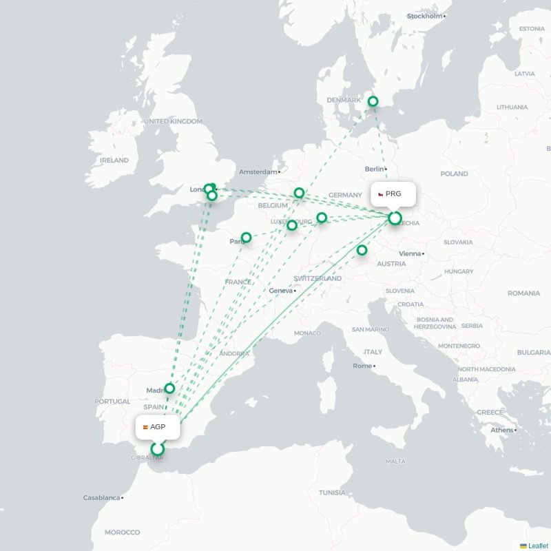 AGP - PRG route map