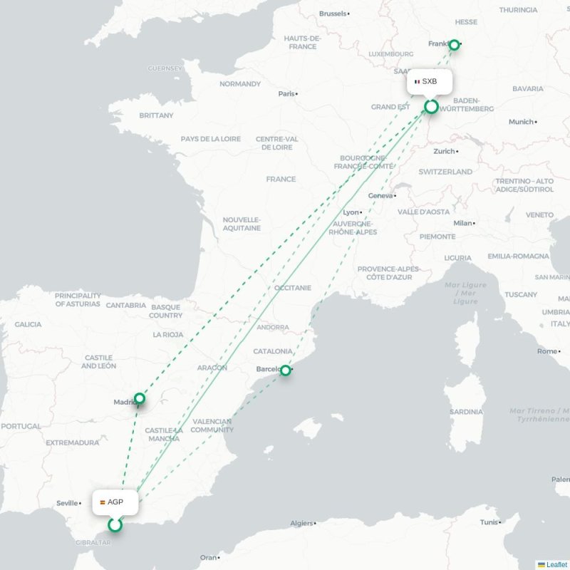 AGP - SXB route map