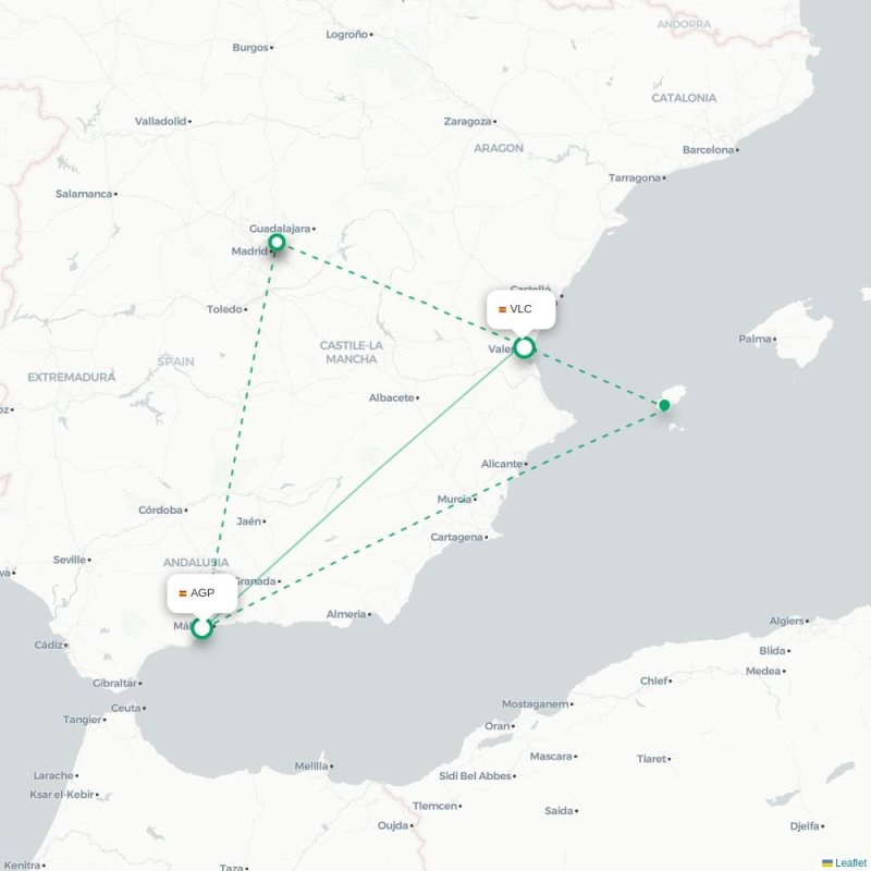 AGP - VLC route map