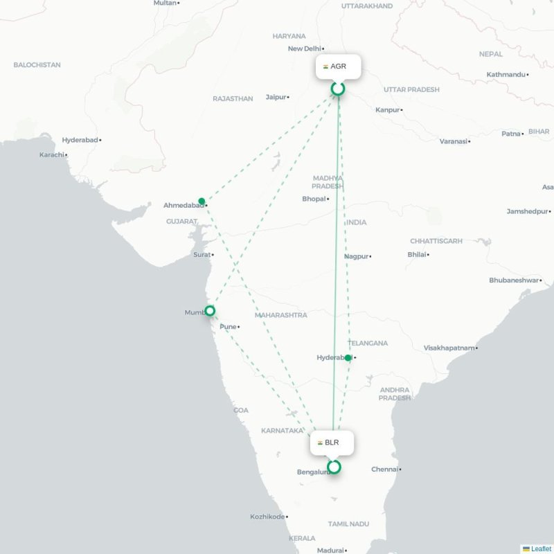 AGR - BLR route map