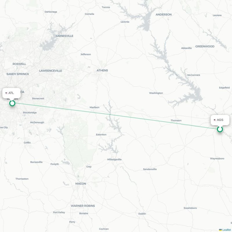 AGS - ATL route map