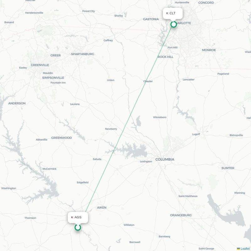 AGS - CLT route map