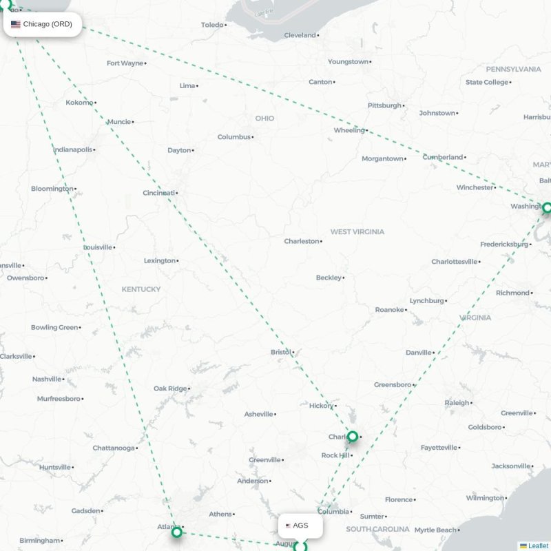 AGS - ORD route map