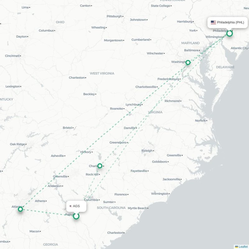 AGS - PHL route map