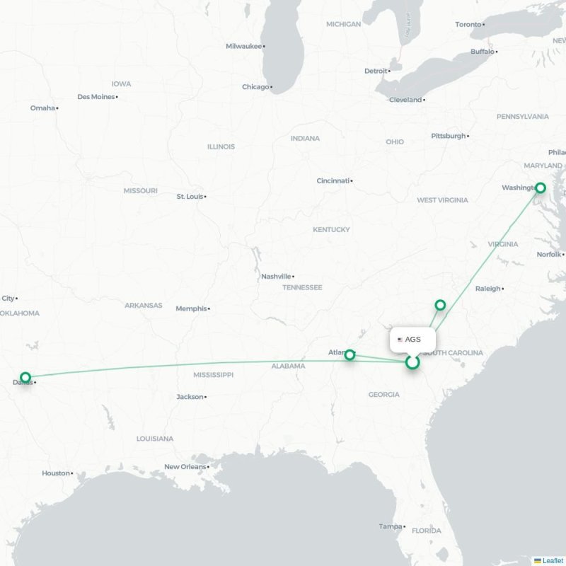 AGS - AUS route map