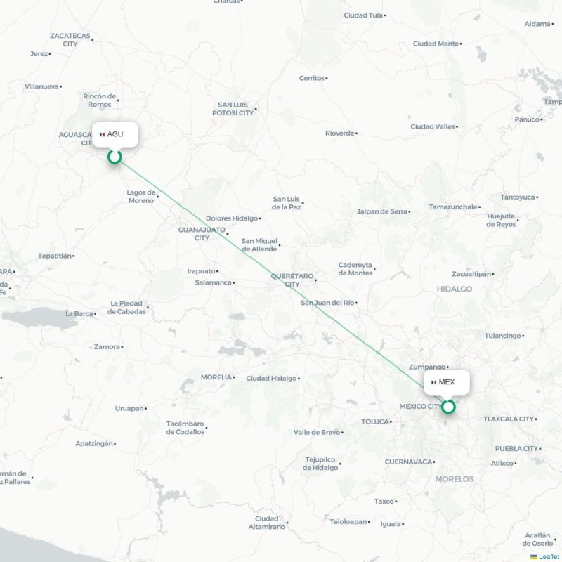 AGU - MEX route map