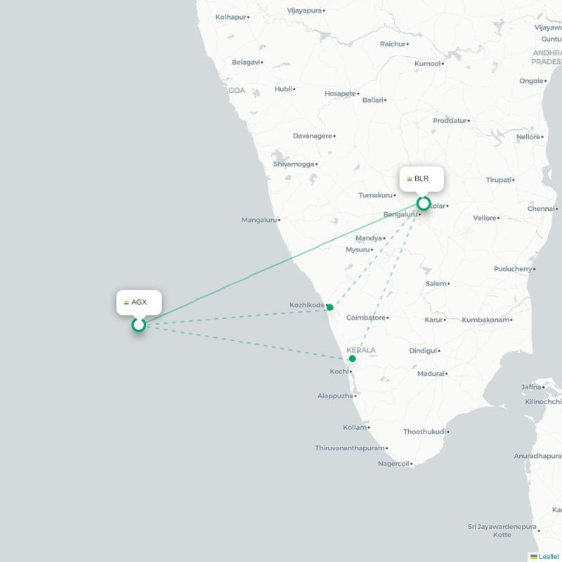 AGX - BLR route map