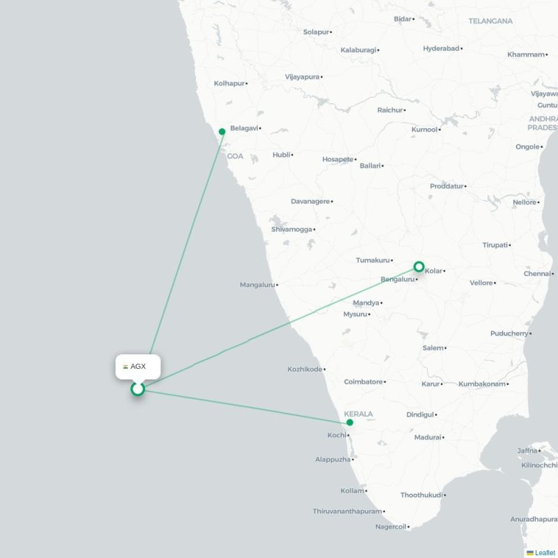 AGX - COK route map