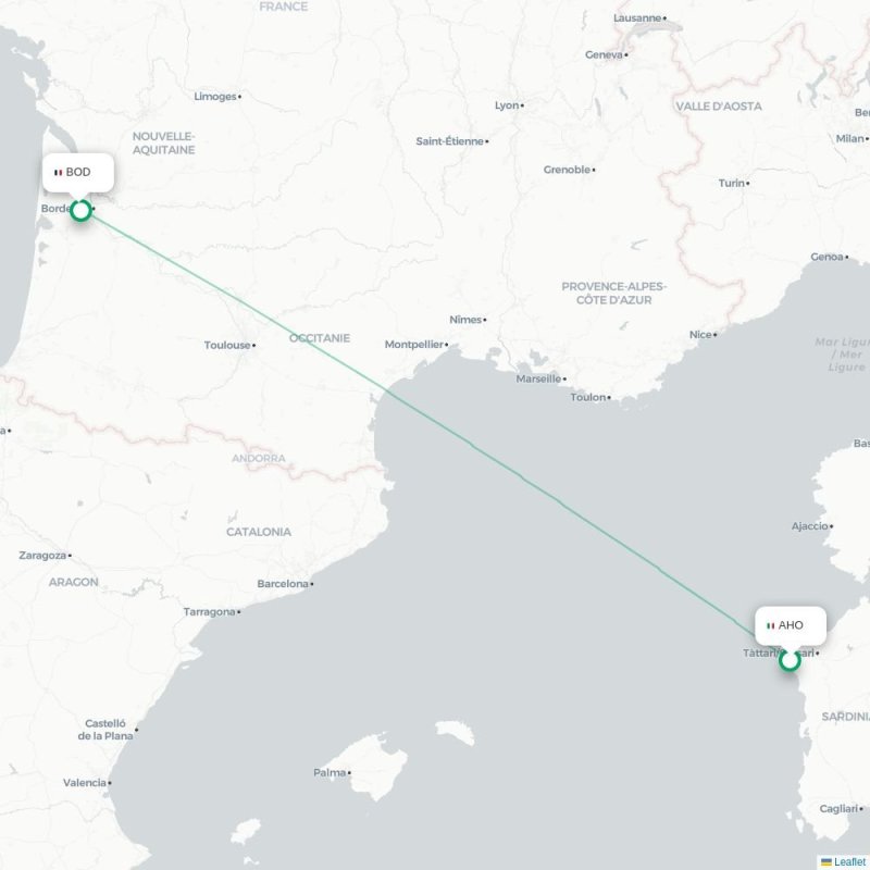 AHO - BOD route map