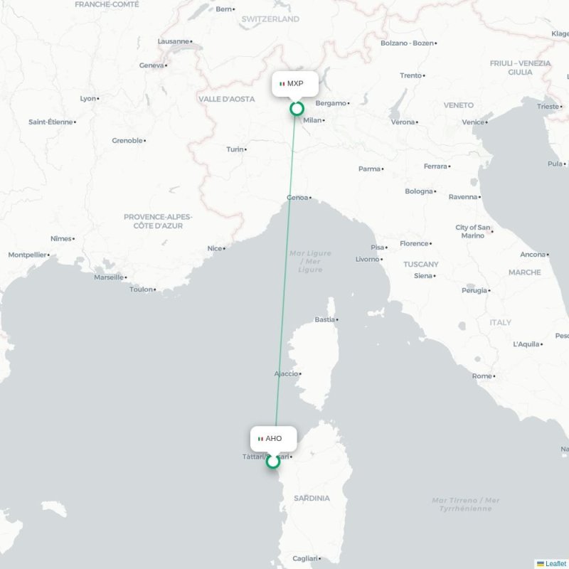 AHO - MXP route map