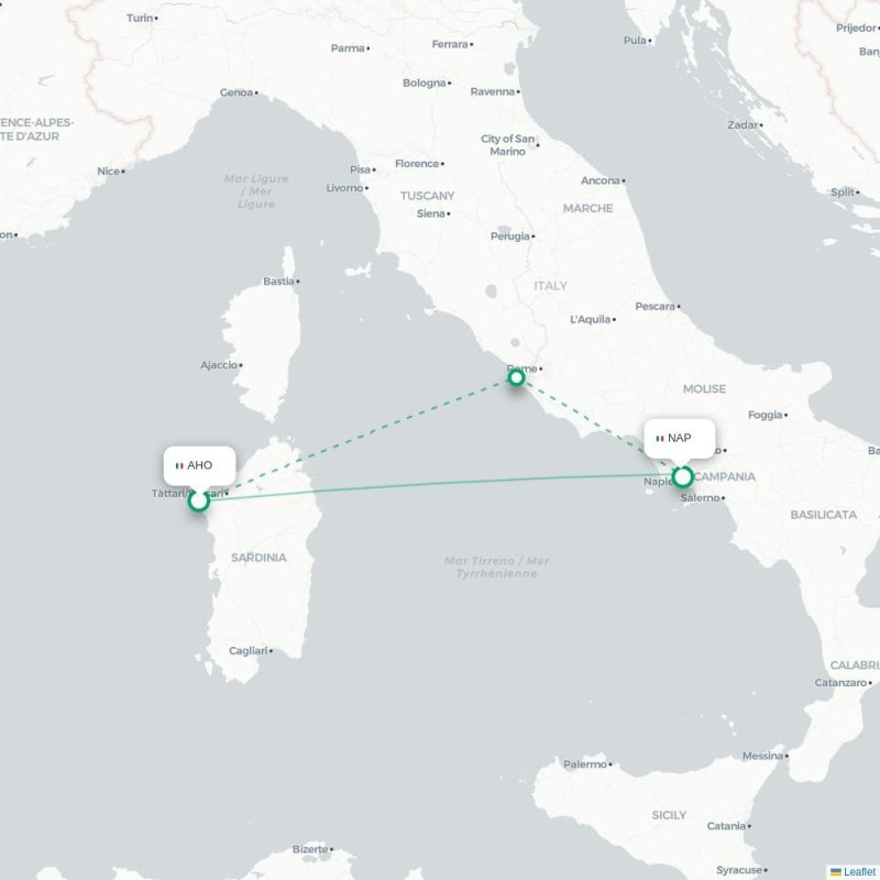 AHO - NAP route map
